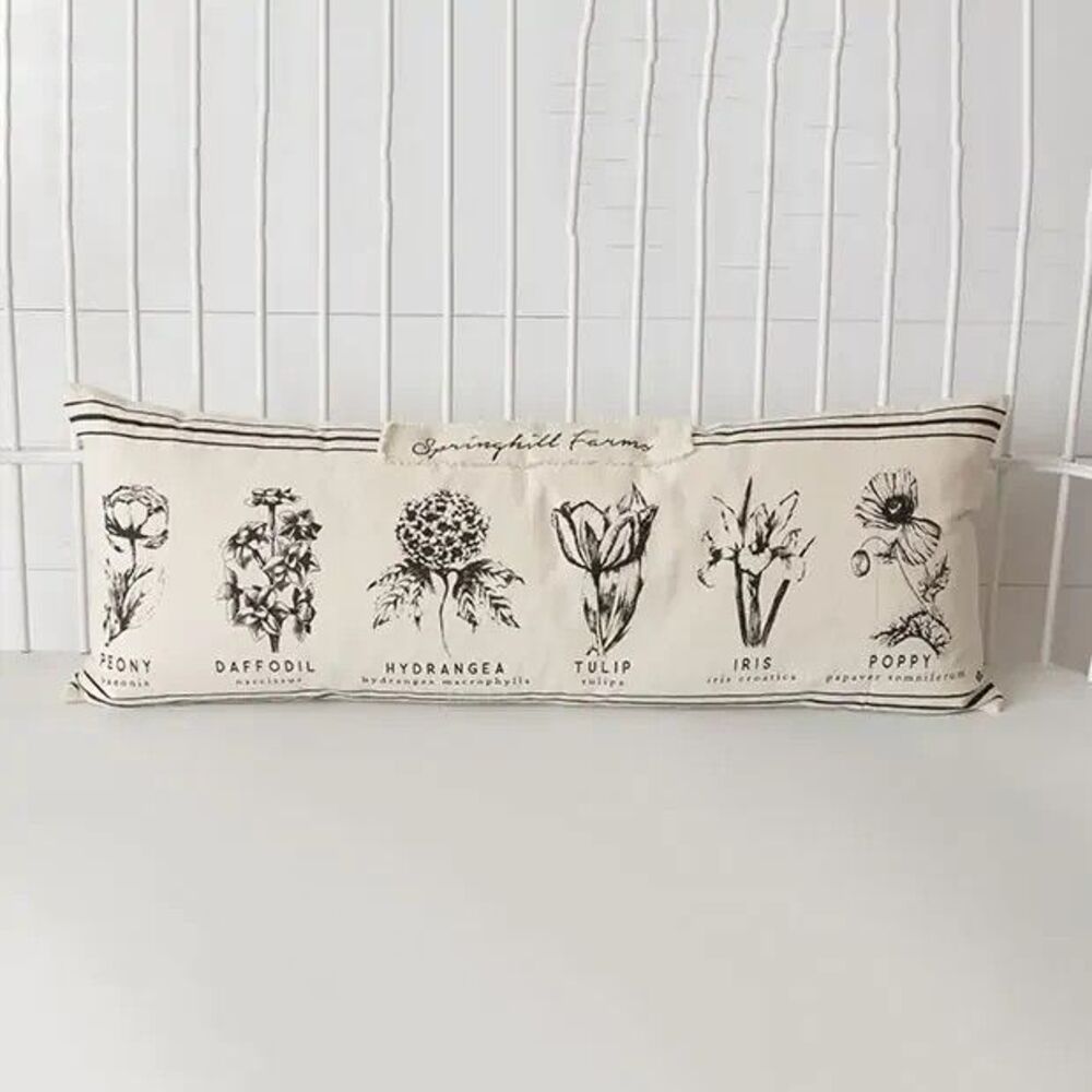 Over Sized Large Botanical themed rectangle throw pillow 13"x 35"
